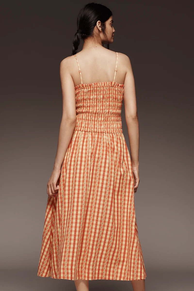 Damson Madder Grace Square-Neck Midi Dress