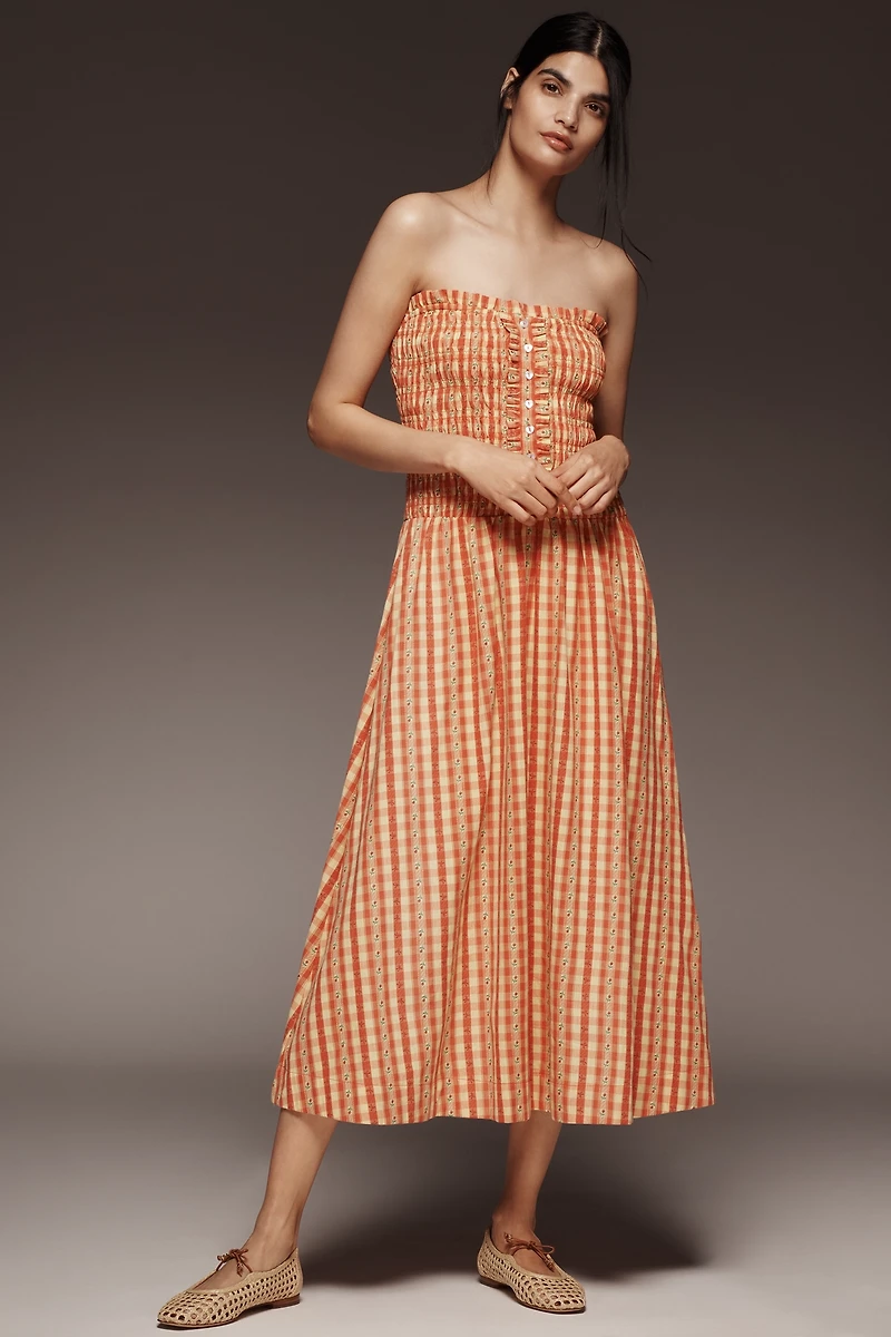 Damson Madder Grace Square-Neck Midi Dress