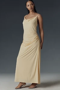 NIA Ina Sleeveless Cowl-Neck Ruched Maxi Dress