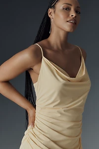 NIA Ina Sleeveless Cowl-Neck Ruched Maxi Dress