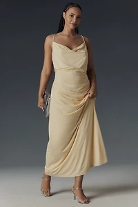 NIA Ina Sleeveless Cowl-Neck Ruched Maxi Dress