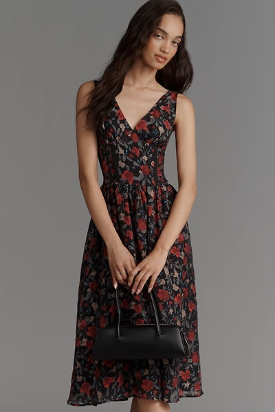 Arose Studio Sleeveless V-Neck Floral Midi Dress