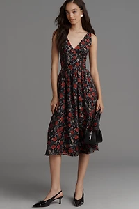 Arose Studio Sleeveless V-Neck Floral Midi Dress