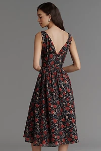 Arose Studio Sleeveless V-Neck Floral Midi Dress