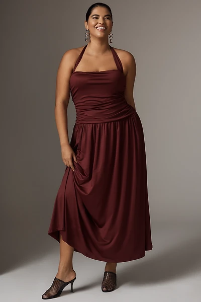 NIA Delphine Drop-Waist Halter Dress