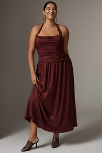 NIA Delphine Drop-Waist Halter Dress