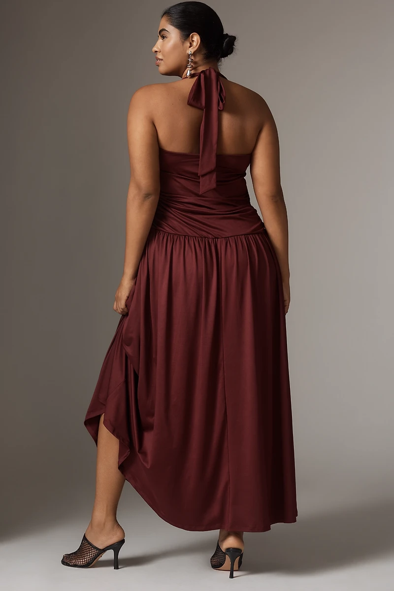 NIA Delphine Drop-Waist Halter Dress