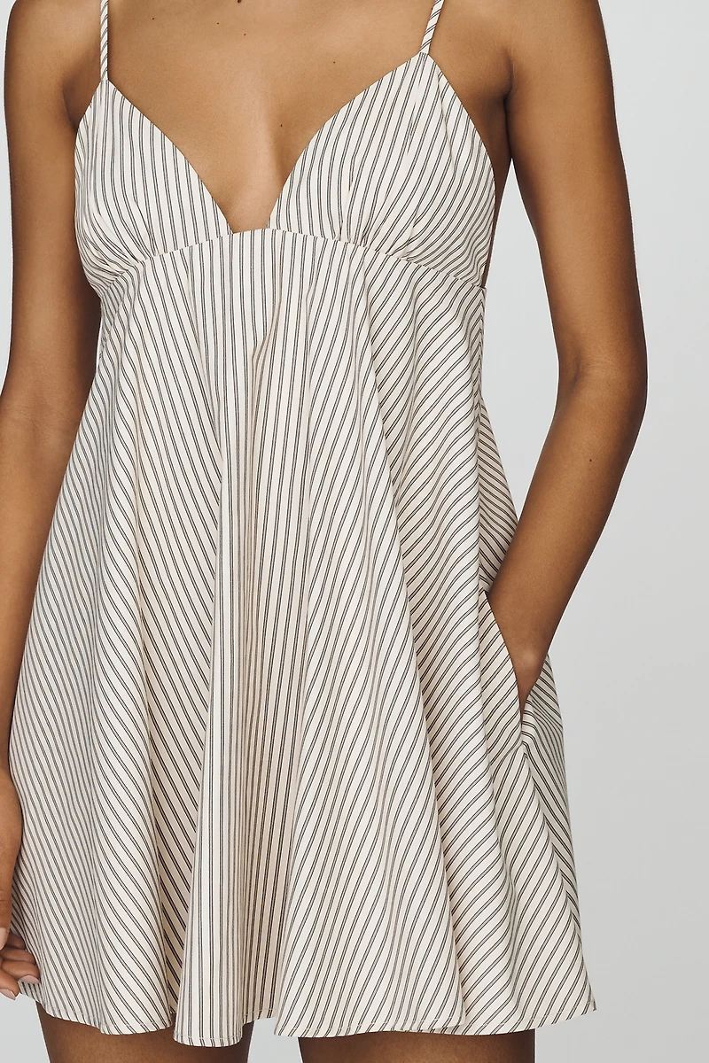 NIA Alessia V-Neck Cotton Blend Mini Dress