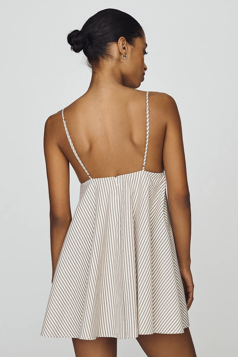 NIA Alessia V-Neck Cotton Blend Mini Dress