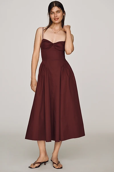 NIA 100% Cotton Destene Sweetheart Midi Dress