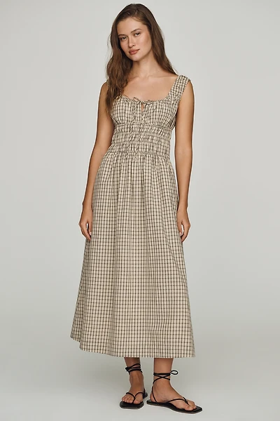 NIA 100% Cotton Smocked Midi Dress