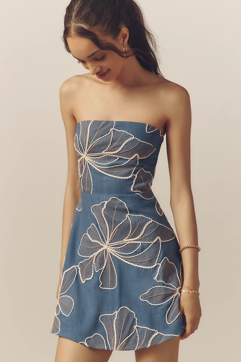Flat White Strapless Mini Dress