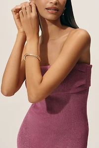 Flat White Strapless Shimmer Sweater Midi Dress