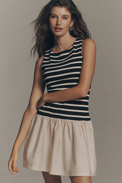 NVLT 100% Cotton Drop-Waist Twofer Mini Dress