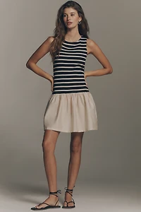 NVLT 100% Cotton Drop-Waist Twofer Mini Dress