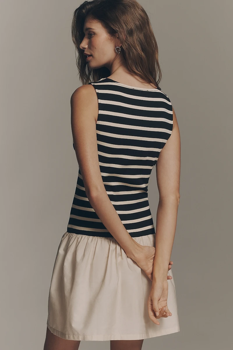 NVLT 100% Cotton Drop-Waist Twofer Mini Dress