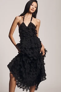 Arose Studio Genevieve Tiered Halter Midi Dress
