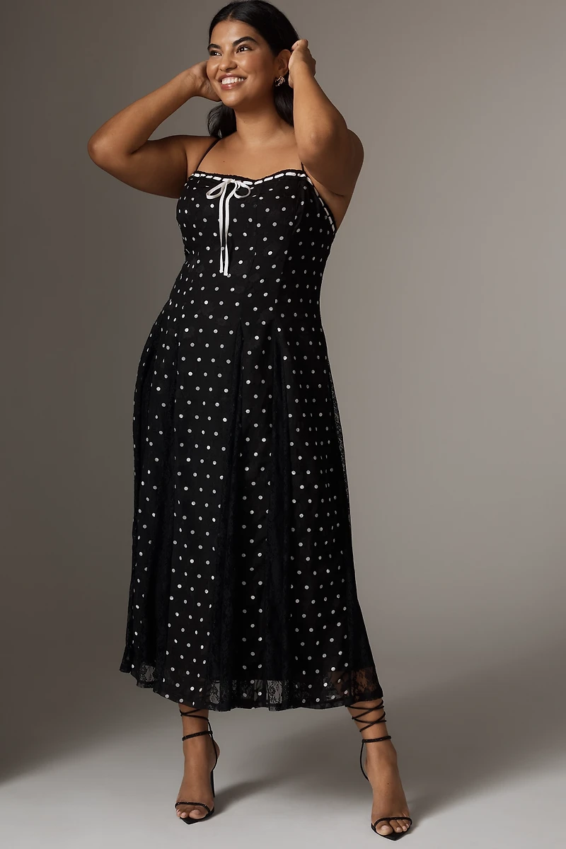 Arose Studio Brienne Square-Neck Midi Dress