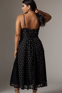 Arose Studio Brienne Square-Neck Midi Dress