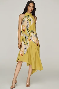 By Anthropologie Silk Halter Midi Dress