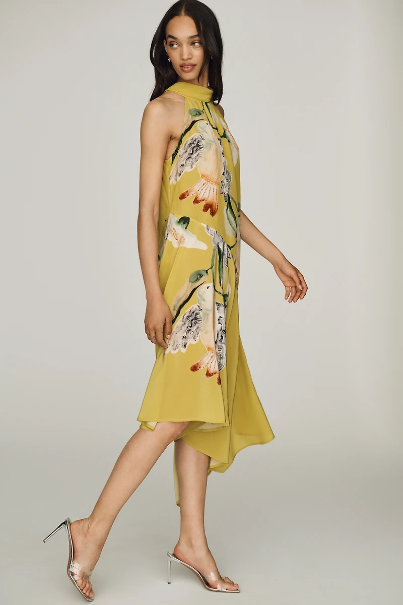 By Anthropologie Victoria Poveda Silk Halter Midi Dress