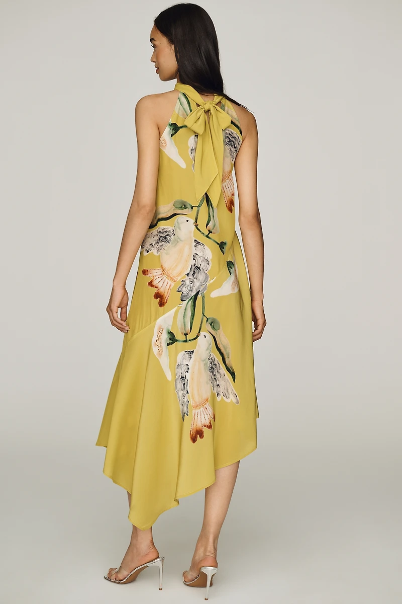 By Anthropologie Victoria Poveda Silk Halter Midi Dress