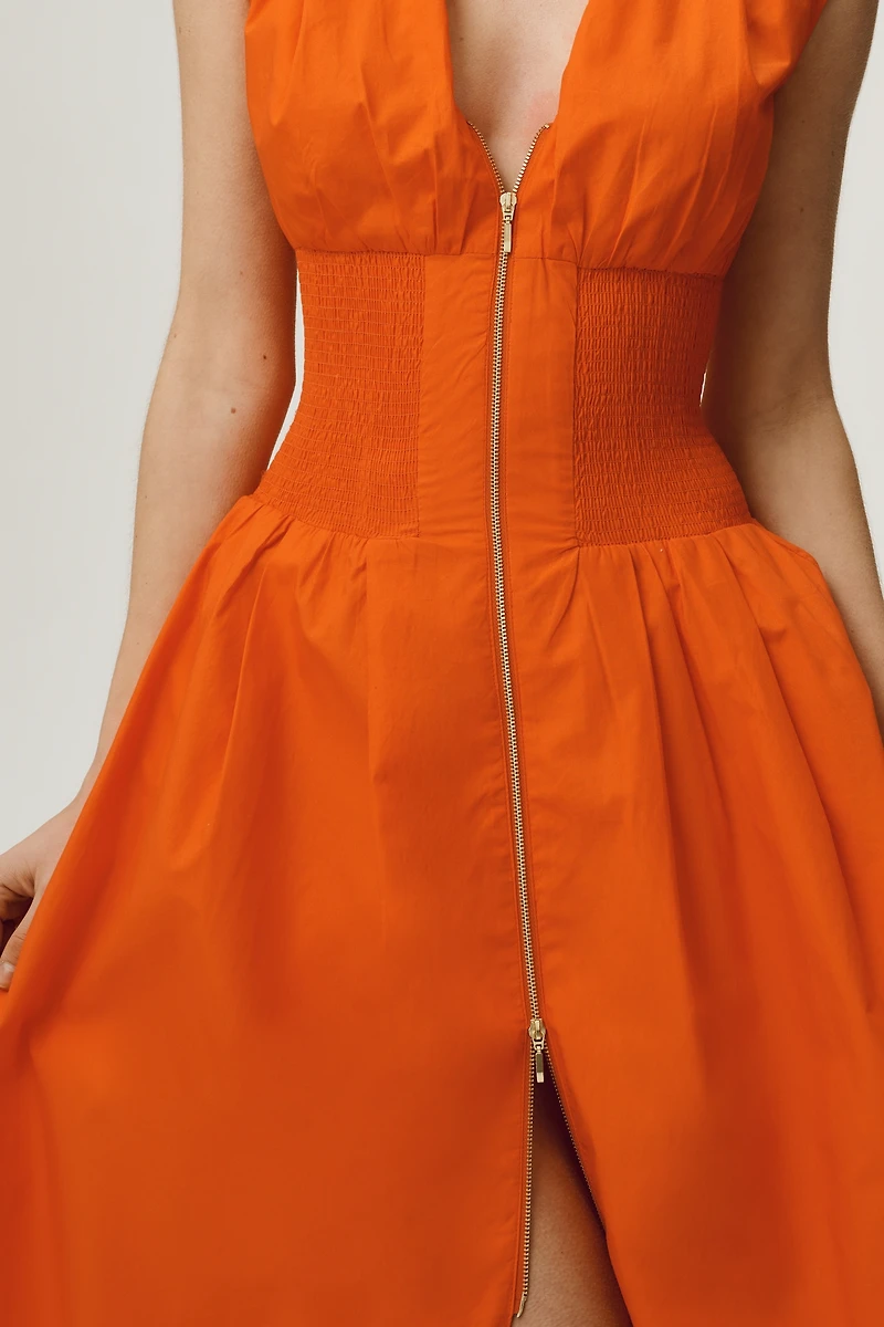 The Tommie Zip-Front Midi Dress