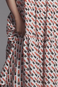 The Helena Square-Neck Smocked Tiered Midi Dress