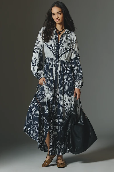 The Eleanora Printed Buttondown Midi Shirt Dress