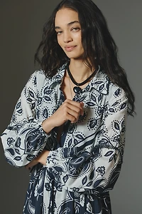 The Eleanora Printed Buttondown Midi Shirt Dress