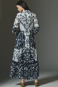 The Eleanora Printed Buttondown Midi Shirt Dress