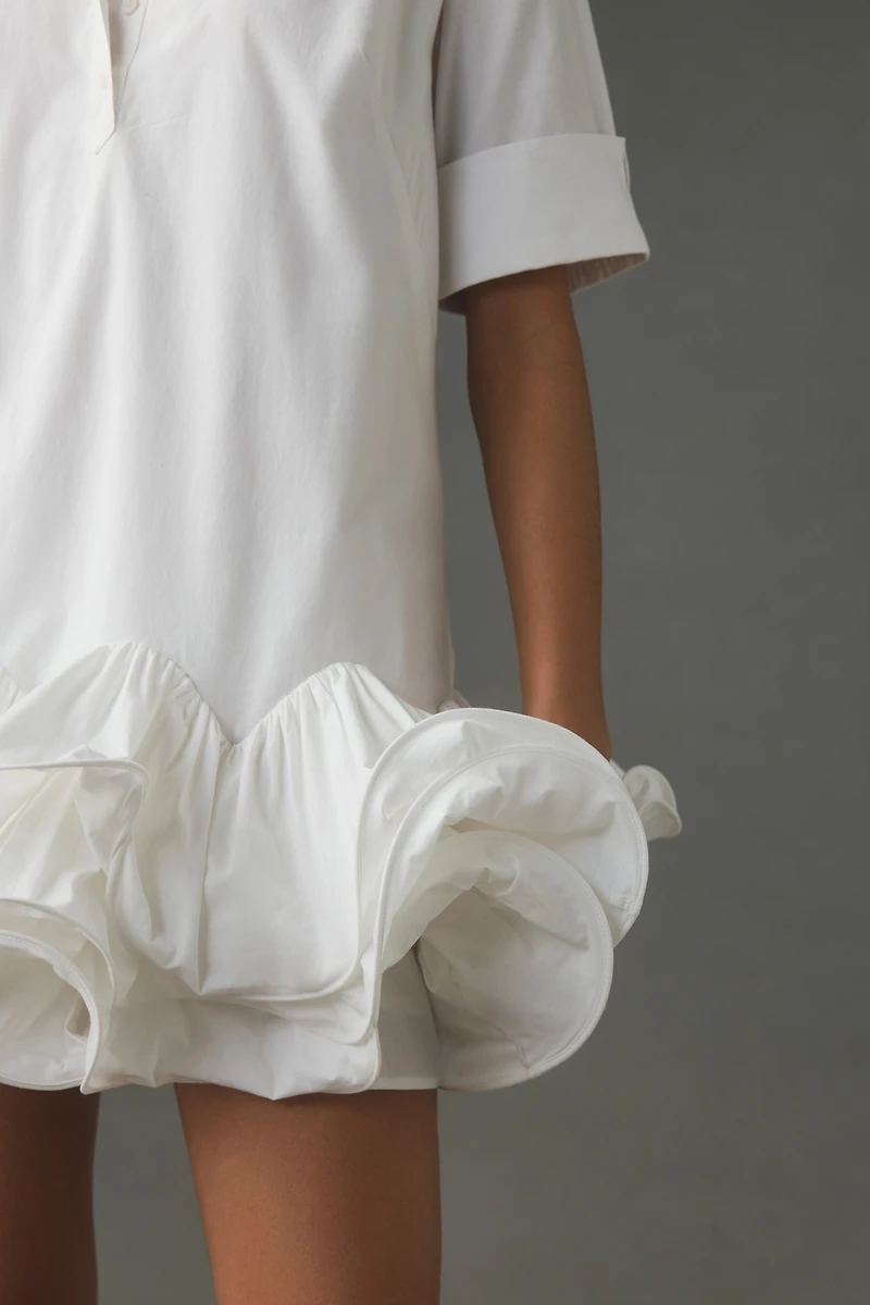 Maeve Short-Sleeve Collared 3D Ruffle Mini Dress