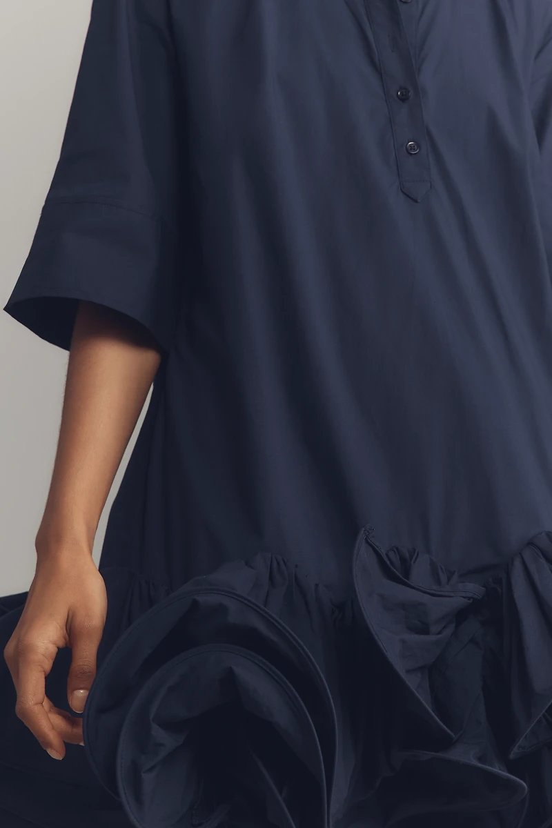 Maeve Short-Sleeve Collared 3D Ruffle Mini Dress