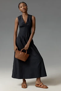 The Hailey Sleeveless V-Neck Pintuck Midi Dress by Maeve