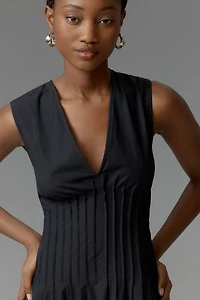 The Hailey Sleeveless V-Neck Pintuck Midi Dress by Maeve