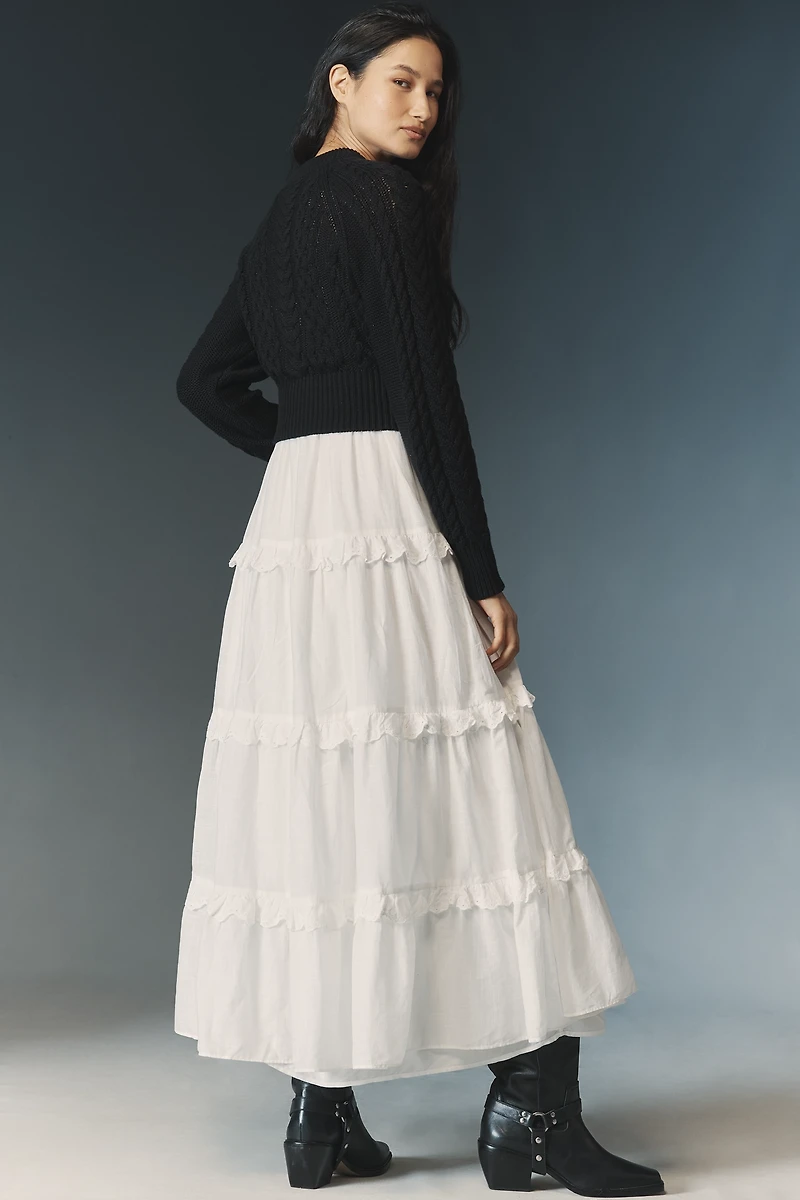 By Anthropologie Twofer Sweater Tiered Dress