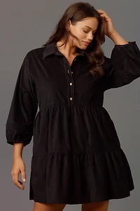 The Bettina Corduroy Tiered Mini Shirt Dress by Maeve
