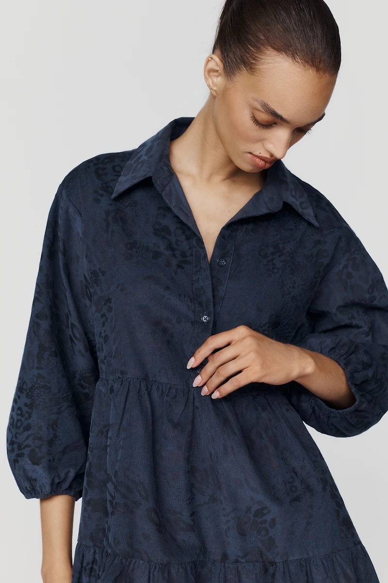 Maeve Bettina Corduroy Tiered Mini Shirtdress