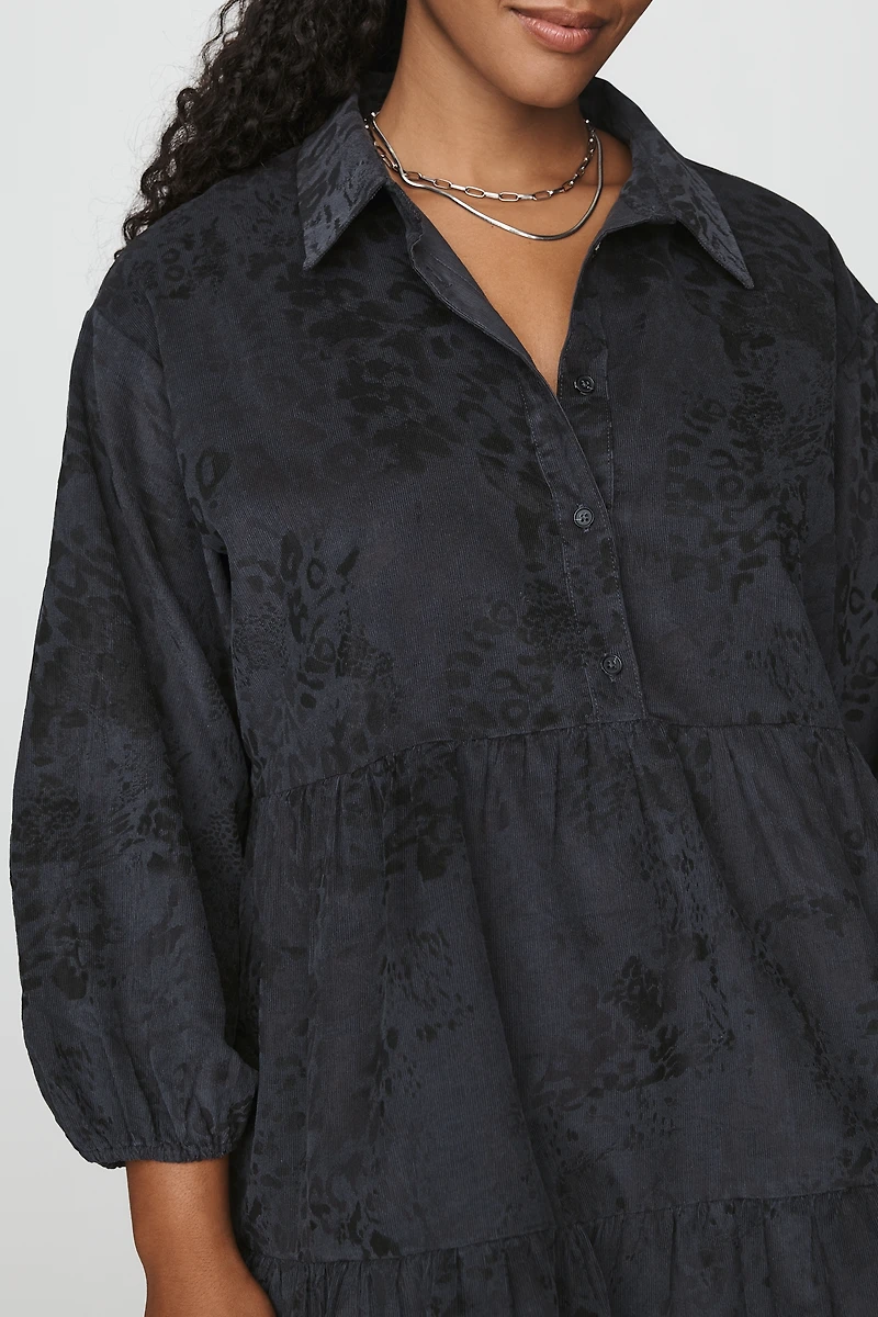 Maeve Bettina Corduroy Tiered Mini Shirtdress