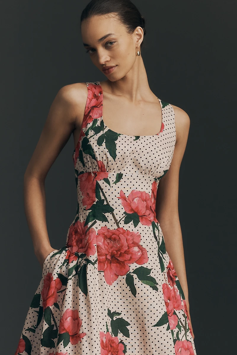 Hope for Flowers by Tracy Reese Sleeveless Linen A-Line Midi Dress