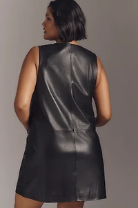 By Anthropologie Leather Buttondown Mini Dress