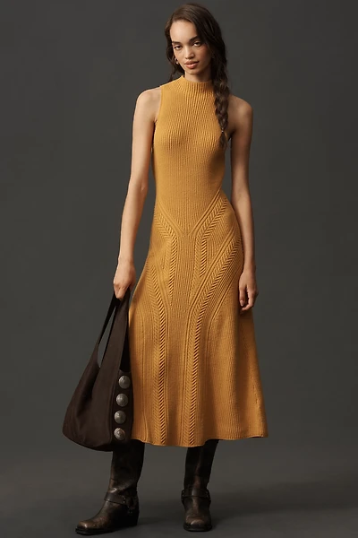 By Anthropologie Mock-Neck Knit Midi Dress