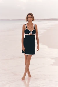 Bow Cutout Mini Sweater Dress