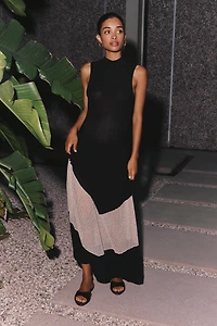 By Anthropologie Sheer Panel Midi Dress