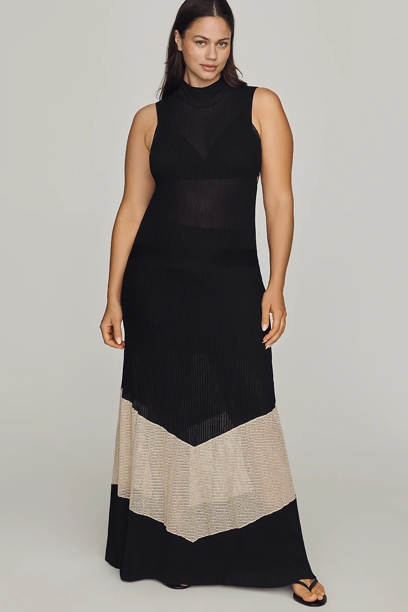 By Anthropologie Sheer Panel Midi Dress