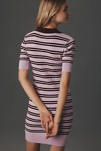 Good American Short-Sleeve Polo Sweater Mini Dress
