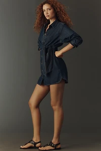 Good American Long-Sleeve Denim Wrap Dress