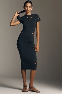 Good American Short Sleeve Crew Neck Dress