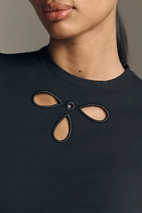 Good American Short Sleeve Crew Neck Dress