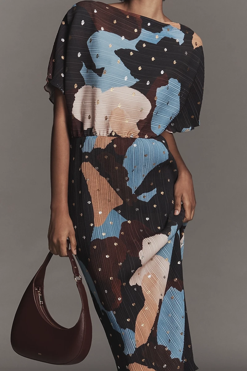 Never Fully Dressed Short=Sleeve Boat-Neck Midi Dress